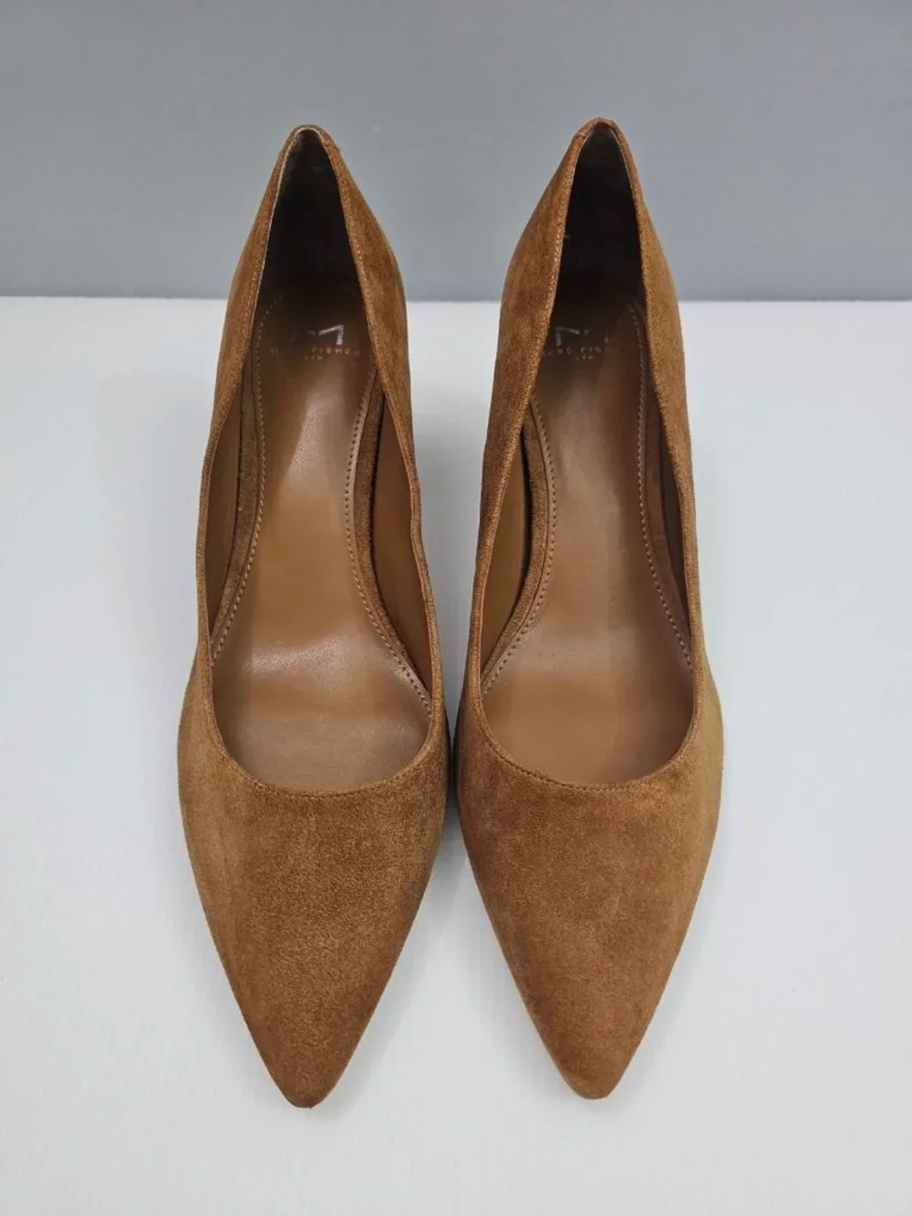 Marc Fisher LTD Yehudi Pointed Toe Pumps Womens 11 Natural Tan Suede Block Heel